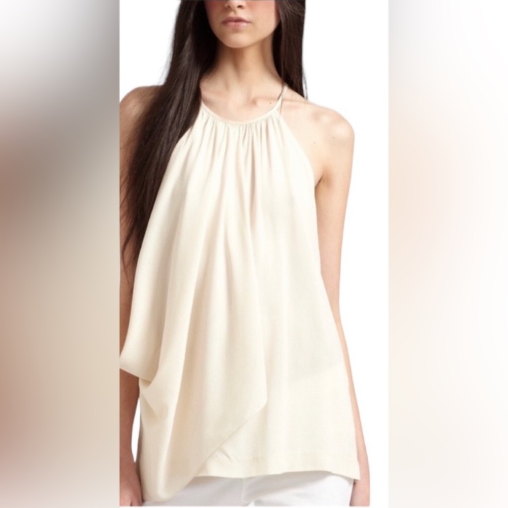 Theory Terabi silk draped halter sleeveless top